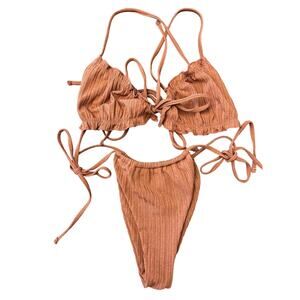 Shein Mauve String High Cut Tie Bikini Women's Medium